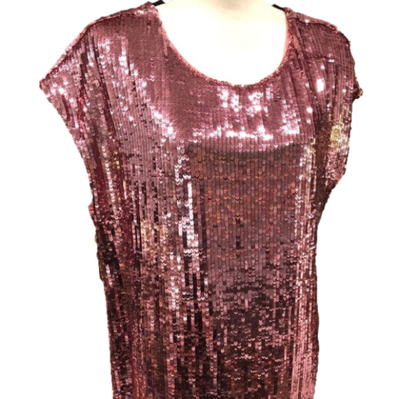NWT Anthropologie Maeve Kara Pink Sequin Shift Dress, Size Medium - Picture 3 of 13